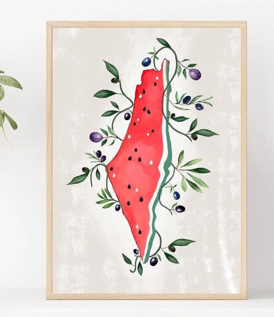Palestinian Digital Print, Arabic Digital Print, Palestinian Map Printable Wall Art, Watermelon Palestine Digital Print, Palestinian Art