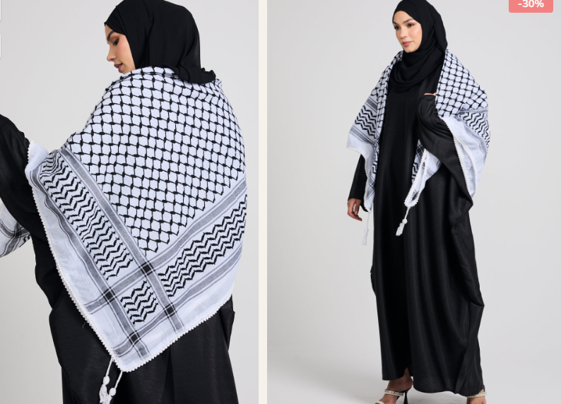 KUFFIYA DRAPED ABAYA