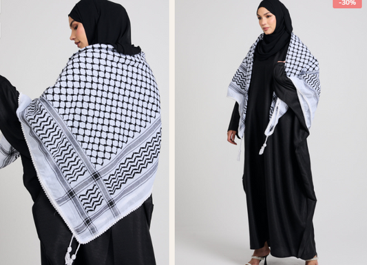 KUFFIYA DRAPED ABAYA