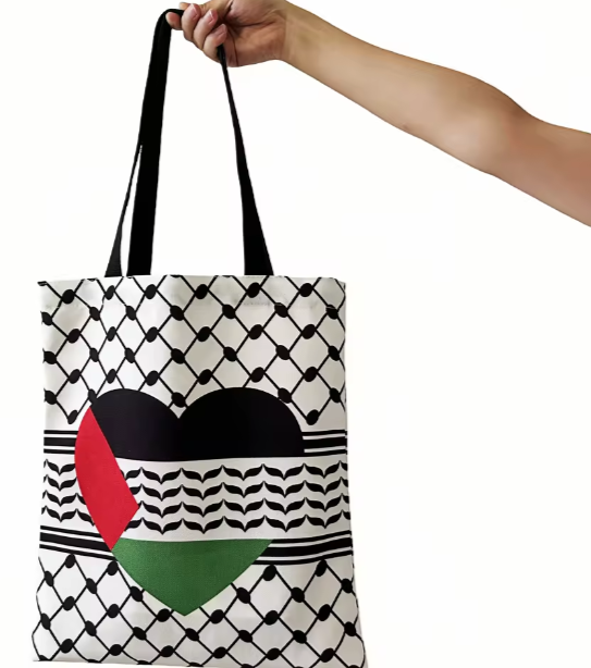 👜 Keffiyeh Heart Palestine Tote Bag  Carry Your Cause | Tradition Meets Resistance