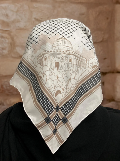 Palestinian Keffiyeh Satin Bandana – Heritage Scarf, Kufiya Pattern