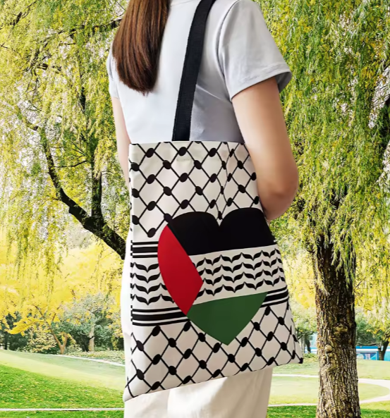 👜 Keffiyeh Heart Palestine Tote Bag  Carry Your Cause | Tradition Meets Resistance