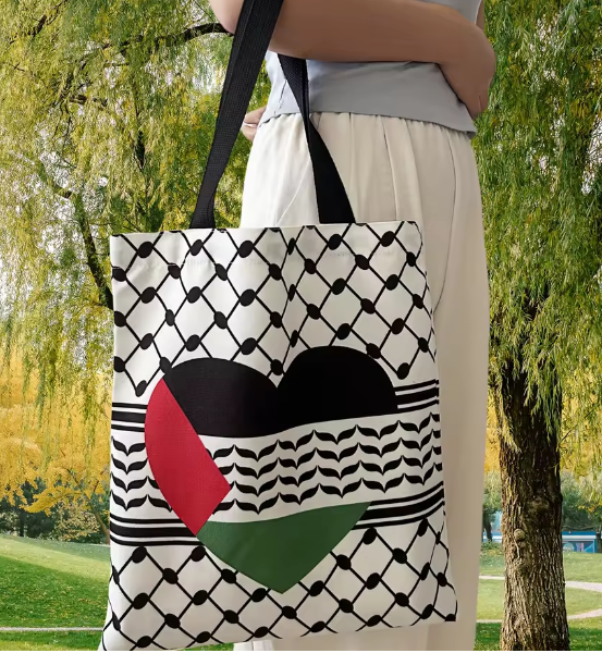 👜 Keffiyeh Heart Palestine Tote Bag  Carry Your Cause | Tradition Meets Resistance